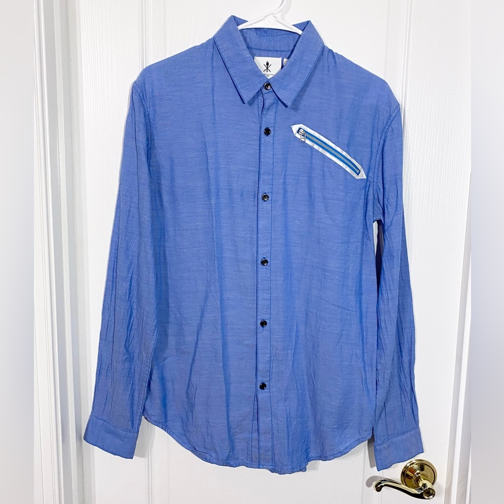 Opening Ceremony Adidas Originals Collab Zip Detail Button Up Shirt Blue Men’s L